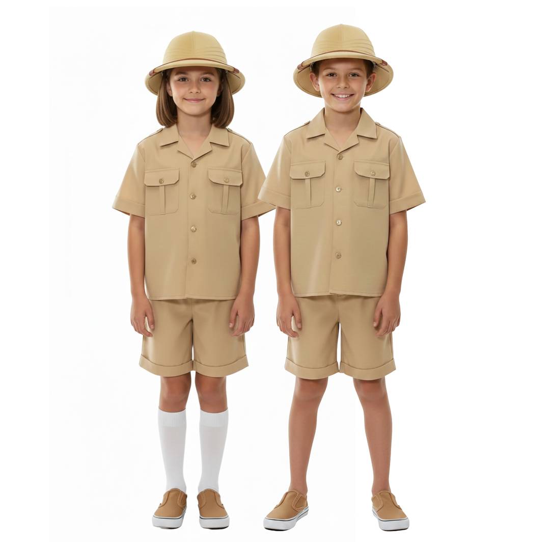 Traje de explorador de guardián del zoológico para niños + sombrero de médula traje de safari paleontólogo