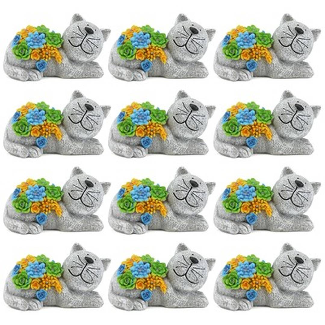 GARDEN CAT STATUE SOLAR ORNAMENT RESIN GARDEN DECOR PATIO BALCONY OUTDOOR